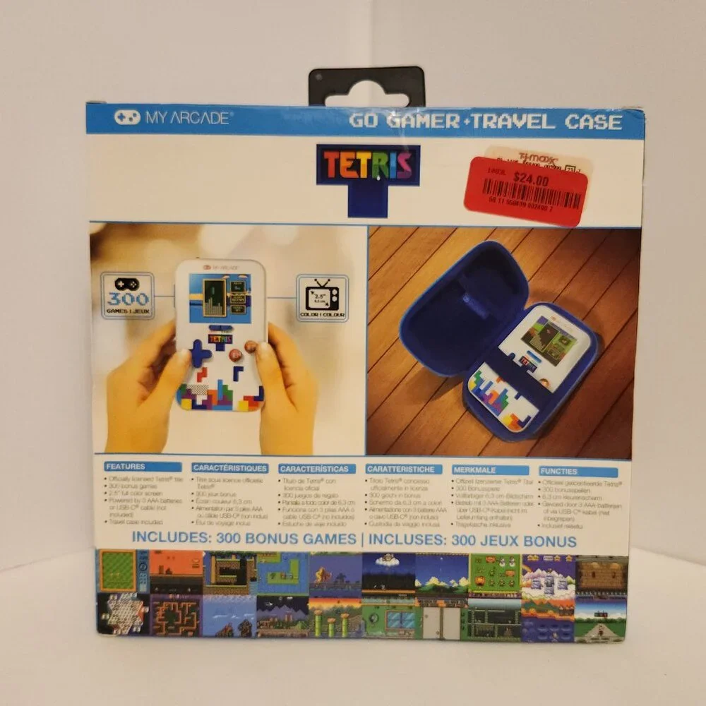 TETRIS Go Gamer with 300 Bonus Games and Travel Case Portable take with game NIB